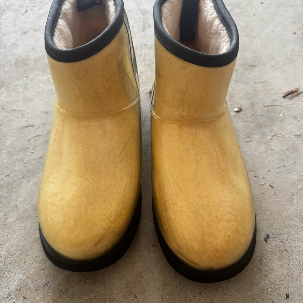 Yellow Ankle Boots with Black Trim